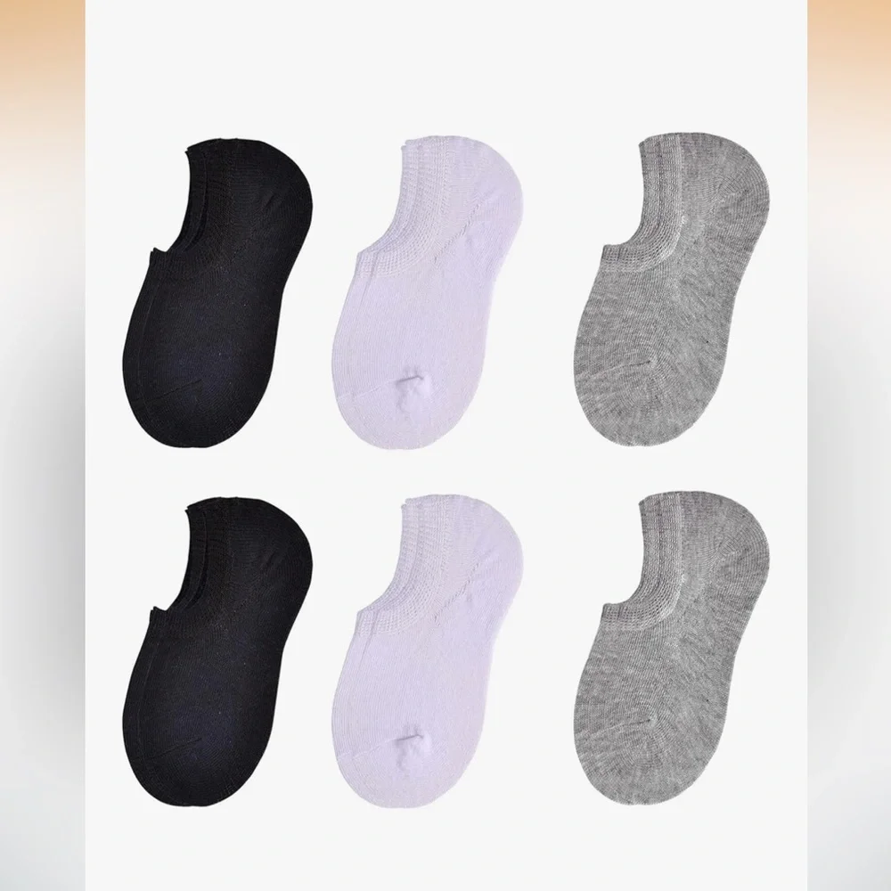 JORMATT Toddler No Show Socks Anti Slip Grips 6 Pairs Black White Gray Size 3-4T
